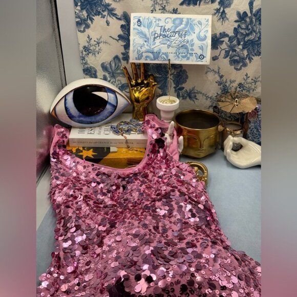 🆕 SIMKHAI 🧿 NWOT Bex Sequined Embellished Maxi Dress, Sorbet Pink - Sz US 6 - Picture 11 of 13